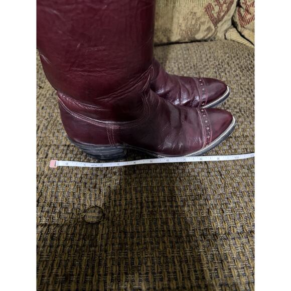 Vintage Western Boots Red Cherry Leather Cats Paw Neoprene W-7-7.5 M- 5.5-6 main image 10